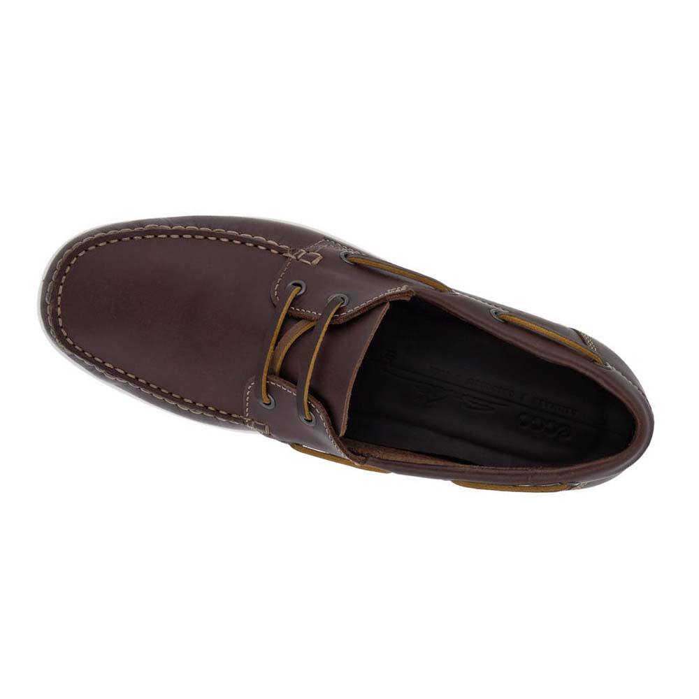 Men's Ecco S Lite Moc Boat Moccasins Coffee | USA 580TCE